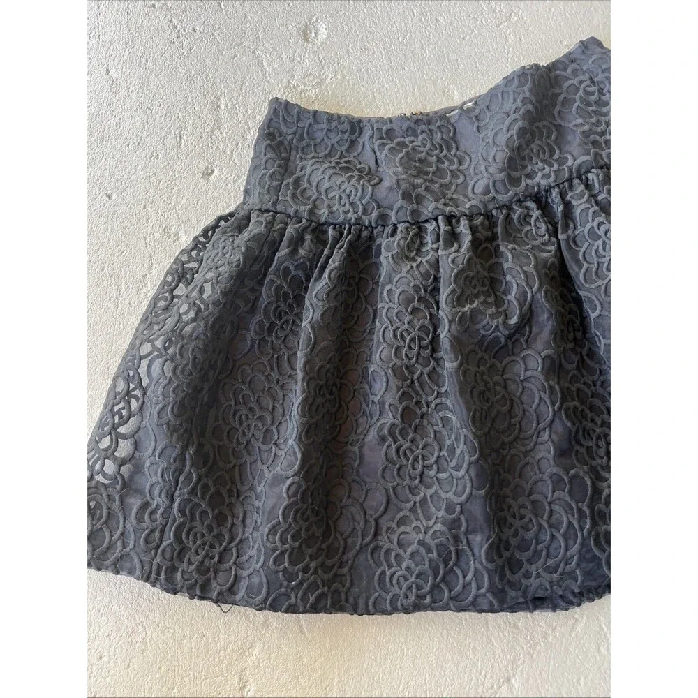 Kate Spade Do Wonder Rose Skater Black Lace Skirt Size 0 Waist 26